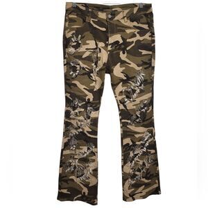 Manfinity Camo Faux Shredded Bootcut Mens Pants, L 34x32